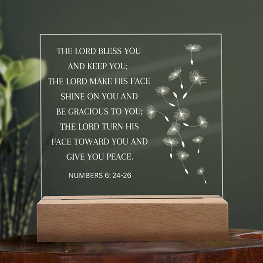 The Lord Bless You and Keep You | Printed Acrylic Plaque With Dandelions