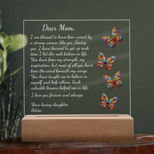 Letter To Mom | PERSONALIZED Printed Acrylic Plaque with Built-in Colorful LED lights