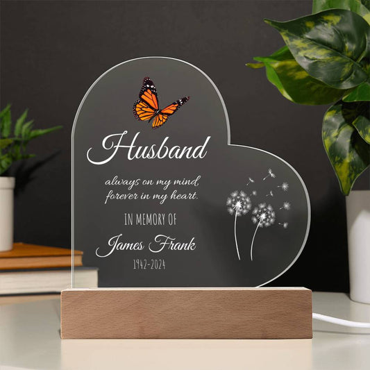 Husband, Always On My Mind , Forever In My Heart | Printed Heart Acrylic Plaque