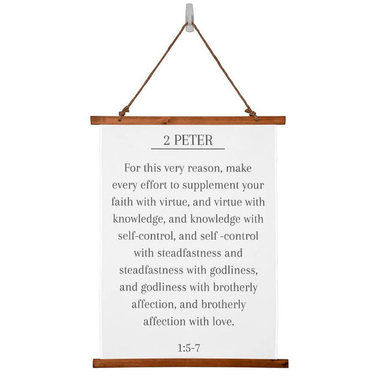 2 Peter 1:5-7 | Vertical Wood Frame Wall Tapestry