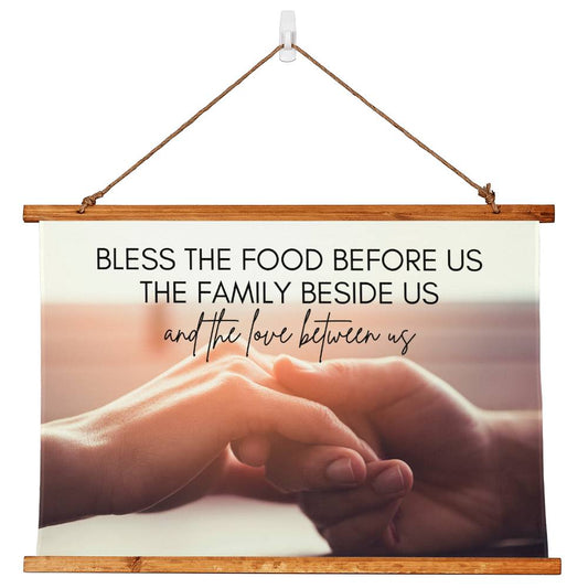 Bless the Food Before Us | Horizontal Wall Tapestry With Hands