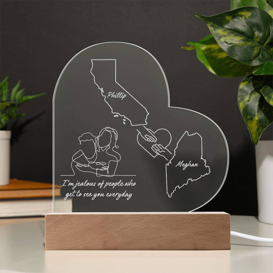 Couples Long Distance Engraved Heart