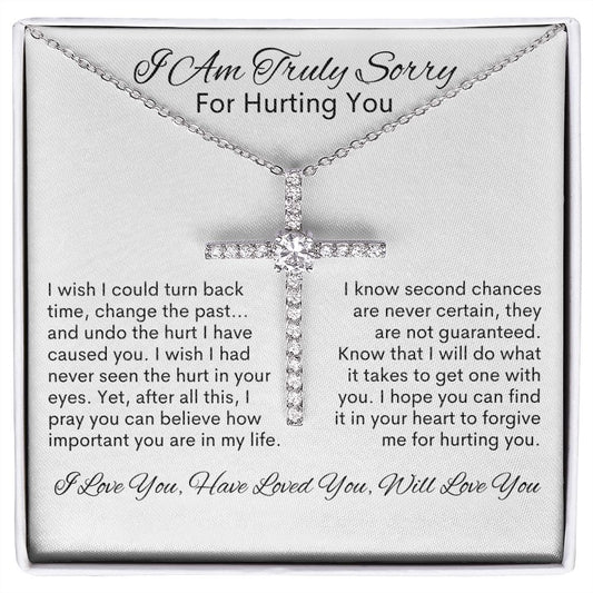 I Am Truly Sorry For Hurting You | CZ Cross Necklace