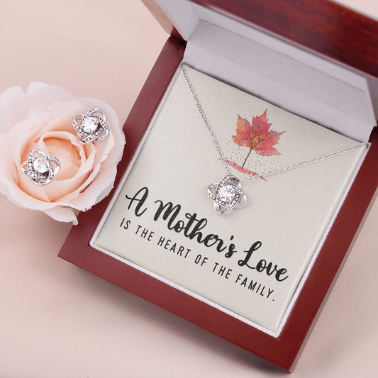 A Mother's Love Knot Necklace and Earring Set
