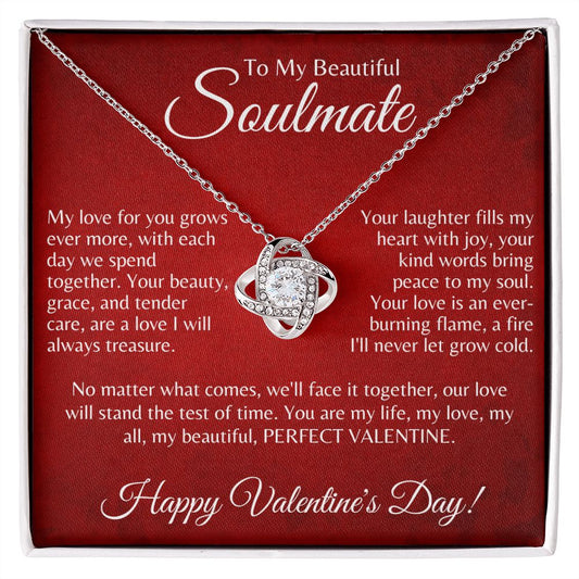 To My Beautiful Soulmate - Perfect Valentine | Love Knot Necklace