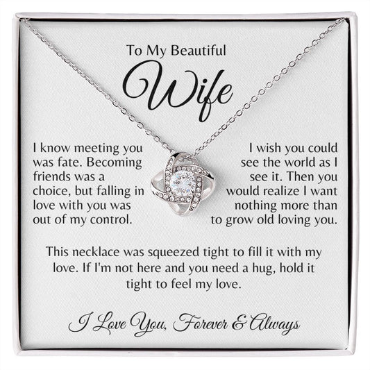 To My Beautiful Wife - I Love You | Love Knot Necklace