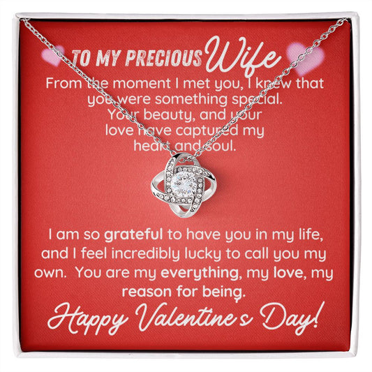 To My Precious Wife - Happy Valentine's Day | Love Knot Necklace