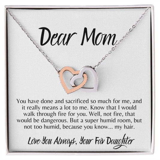 Dear Mom - Love You Always, Your Fav Daughter | Interlocking Hearts Necklace