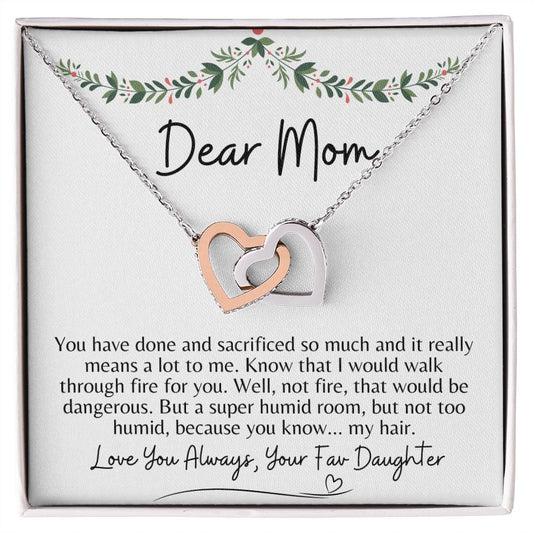 Dear Mom - Love You Always, Your Fav Daughter - Holiday | Interlocking Hearts Necklace