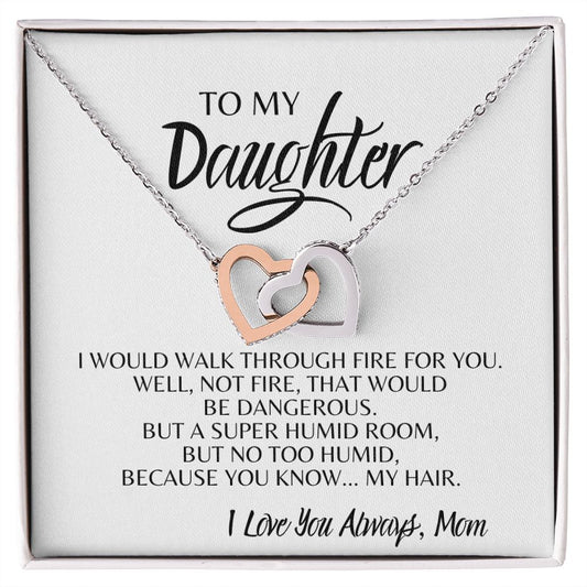 To My Daughter - I Love You Always, Mom | Interlocking Hearts Necklace