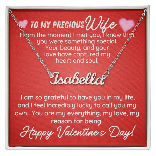 To My Precious Wife - Happy Valentine's Day | Personalized Name Necklace