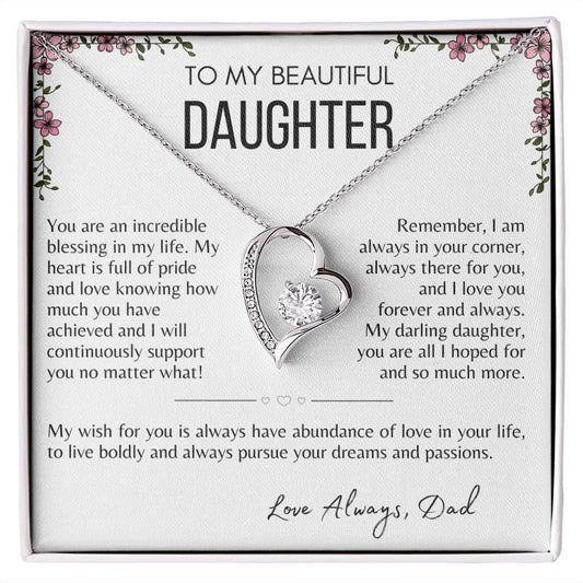 To My Beautiful Daughter - Incredible Blessing | Forever Heart Necklace