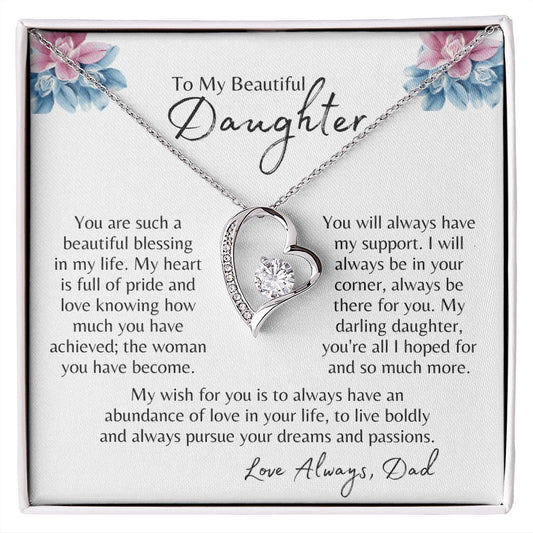 To My Beautiful Daughter - Beautiful Blessing | Forever Heart Necklace