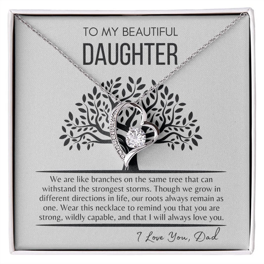 To My Beautiful Daughter - Strong Roots | Forever Heart Necklace